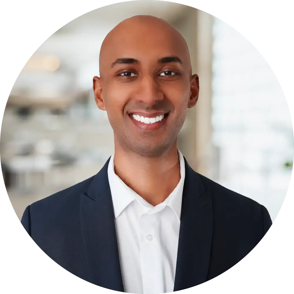 Branded headshot of Dipendra Mistry, Managing Partner of MistryX