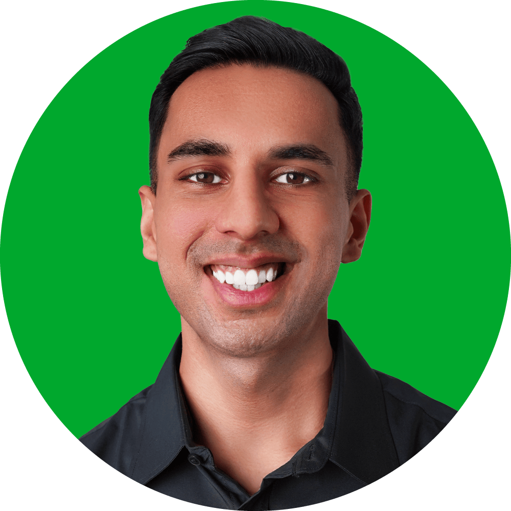 Branded headshot of Preetum Mistry, CEO and Managing Partner of MistryX, on green background